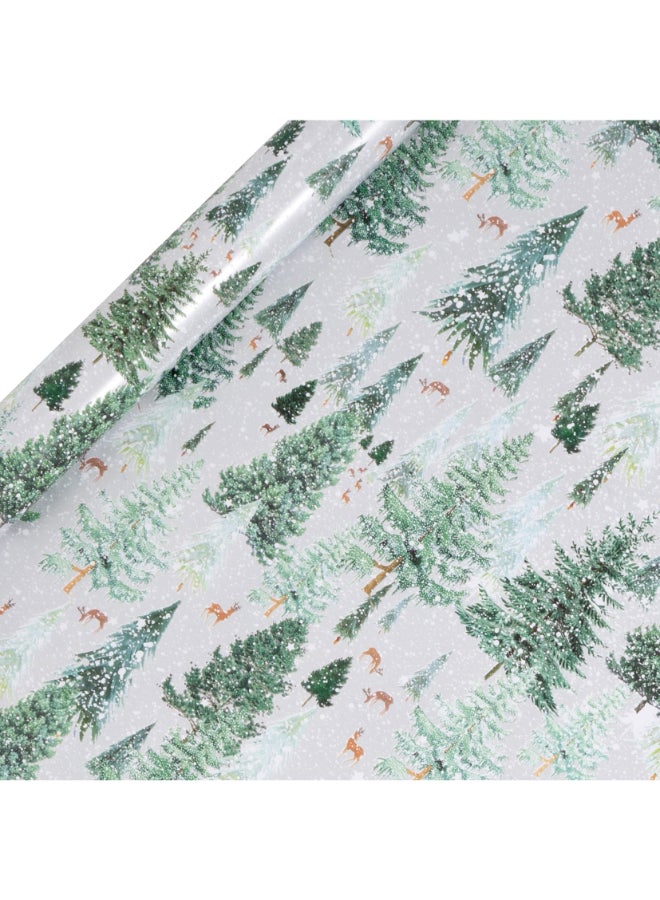 Glick Ski Sky and Spruce Santa Sleigh Gift Roll Wrap (4 m, Silver)